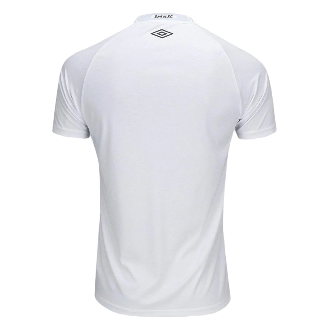 White t-shirt with a brand logo on a light gray background