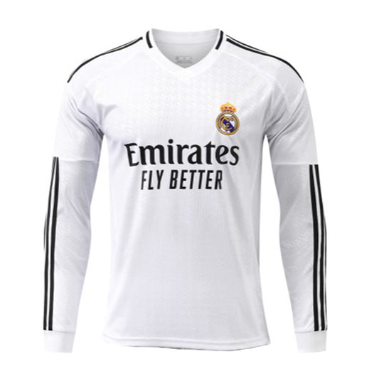 Men's Player version one Real Madrid Long Sleeve Home Jersey 24/25 UCL